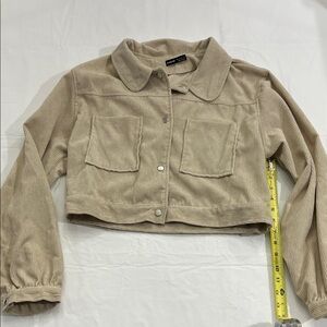 SHEIN Tan cropped Corduroy Utility Jacket